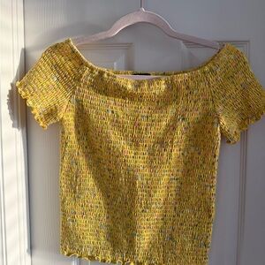 art class Yellow Smocked Off-Shoulder Crop Top
